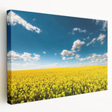 Stretched canvas wall art showcasing vibrant, abstract landscape design with rich colors and textures, ideal for enhancing modern home decor.