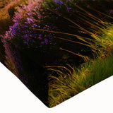 Close-up of a stretched canvas wall art featuring vibrant landscapes and fields design, showcasing rich colors and intricate textures, perfect for home decor.