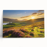 Stretched canvas wall art featuring a vibrant landscape design with green fields and a blue sky, ideal for modern home decor. This artwork adds a serene touch to any space.
