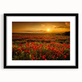 Framed wall art collection showcasing a serene landscape of grassy fields, presented in a sleek black frame with a mat, ideal for enhancing modern decor.