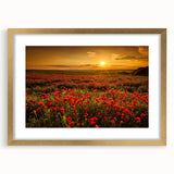 Framed landscape wall art featuring vibrant fields design with a gold mat, showcasing a serene nature scene that enhances home decor aesthetics.