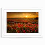 White-framed wall art featuring a serene landscape of rolling fields in soft greens and blues, designed to enhance home decor with a calming aesthetic.