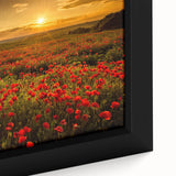 Framed close-up of a vibrant landscape wall art design featuring lush green fields and a serene blue sky, perfect for home decor and nature lovers.
