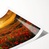 Vibrant landscape wall art print showcasing a serene field scene with lush greenery and a bright blue sky, rolled for easy shipping and display. Ideal for home decor enthusiasts looking to enhance their living space with nature-inspired artwork.