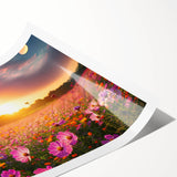 Vibrant rolled print showcasing a serene landscape with lush green fields and a bright blue sky, perfect for home décor or office art. Ideal for nature enthusiasts.