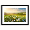 Framed wall art featuring a serene landscape of rolling fields in warm, earthy tones. The black frame with mat adds elegance, perfect for home decor.