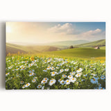 Stretched canvas wall art showcasing a vibrant landscape design with rolling fields and a clear blue sky, perfect for enhancing home decor and adding a serene touch.