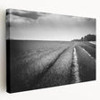 Stretched canvas wall art showcasing a vibrant landscape field design, featuring rich greens and blues, perfect for enhancing home decor. Ideal for nature lovers.
