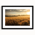 Framed wall art featuring a serene landscape with vibrant fields, set in a sleek black frame, perfect for home decor. Ideal for enhancing indoor aesthetics.