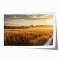 Vibrant landscape wall art print showcasing rolling green fields and a bright blue sky, ideal for home decor, presented in a protective rolled format.