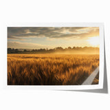 Vibrant landscape wall art print showcasing rolling green fields and a bright blue sky, ideal for home decor, presented in a protective rolled format.