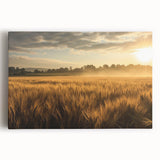Stretched canvas wall art showcasing a vibrant landscape field design with lush green fields and a serene blue sky, ideal for home decor and artistic ambiance.