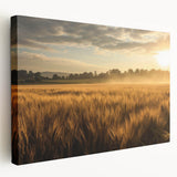 Stretched canvas wall art displaying a vibrant landscape of rolling green fields under a bright blue sky, perfect for modern home decor and interior design.