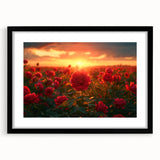 Framed wall art featuring a serene landscape of fields, highlighted with a black mat and sleek black frame, perfect for enhancing home decor with natural beauty.