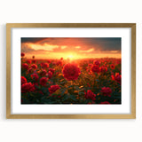Elegant framed wall art featuring a serene landscape of golden fields, surrounded by a white mat and a gold frame, perfect for enhancing home decor with a touch of nature.