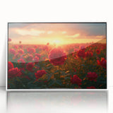 Framed acrylic wall art featuring a serene landscape of rolling fields in soft green and golden hues, designed to enhance modern home decor with a minimalist aesthetic.