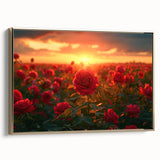 Framed wall art featuring a scenic landscape with golden tones, showcasing fields and nature, ideal for home decor and enhancing interior aesthetics.