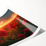 Vibrant rolled print of a serene landscape featuring lush green fields and rolling hills, ideal for home decor, packaged securely in a protective tube.