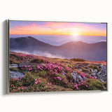 Framed canvas wall art depicting serene landscape fields with vibrant green hues and subtle silver accents, ideal for modern home décor.