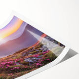 Vibrant landscape wall art print showcasing lush green fields under a bright blue sky, rolled and ready for framing, perfect for home decor enthusiasts.