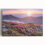 Stretched canvas wall art showcasing a vibrant landscape design with lush green fields under a bright blue sky, perfect for home decor and interior design enthusiasts.
