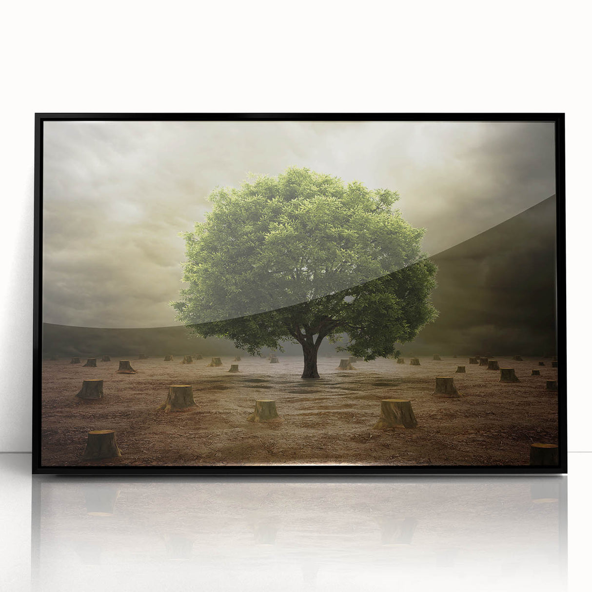 Framed acrylic wall art featuring a vibrant landscape design of rolling fields, presented in a black frame, ideal for modern home decor and art enthusiasts.