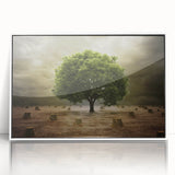 Framed acrylic wall art showcasing a stunning landscape field design, featuring vibrant colors and intricate details, perfect for enhancing home decor.