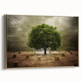 Framed canvas wall art showcasing a vibrant landscape fields design with gold accents, elegantly displayed in a side view, perfect for modern home decor.