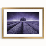 Elegant landscape wall art featuring vibrant fields in a gold frame with a white mat, showcasing a serene nature scene ideal for home decor. The artwork enhances any room with its colorful details and tranquil aesthetic.