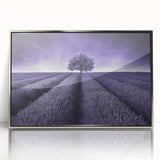 Framed acrylic wall art showcasing a vibrant landscape design with fields and hills, featuring silver accents and a modern aesthetic, perfect for home decor.