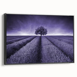 Framed canvas wall art showcasing a vibrant landscape design featuring lush green fields and a serene sky, elegantly displayed with a black frame for modern decor.