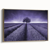 Framed canvas wall art showcasing a vibrant landscape field design with gold accents, ideal for modern decor. Side view highlights the elegant frame and artistic details.