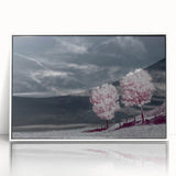 Framed acrylic wall art featuring a serene landscape with vibrant green fields and a blue sky, designed to enhance home decor with a modern touch.