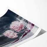 Vibrant rolled print showcasing a serene landscape field design, featuring lush green hills and a bright blue sky, perfect for home decor or gallery display.