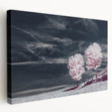 Stretched canvas wall art showcasing a vibrant landscape design, featuring rolling green fields and a bright blue sky, perfect for home decor or office aesthetics.