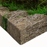 Close-up of a stretched canvas artwork showcasing vibrant landscape fields design, featuring lush green fields and a serene blue sky, perfect for home decor.