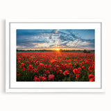 Framed wall art featuring a serene landscape of fields under a blue sky, showcasing vibrant greens and golds, designed to enhance any living space.