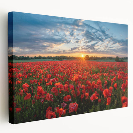 Stretched canvas wall art showcasing a serene landscape of rolling fields in soft green and golden hues, ideal for enhancing home decor with a natural touch. This vibrant piece adds a tranquil ambiance to any living space, perfect for nature enthusiasts.