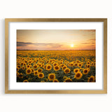 Framed wall art featuring a vibrant landscape design with golden accents, set in a stylish mat, ideal for enhancing home decor in modern spaces.