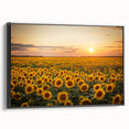 Framed canvas wall art showcasing a vibrant landscape field design, featuring rich green and golden hues. The black frame adds an elegant touch, ideal for home decor.