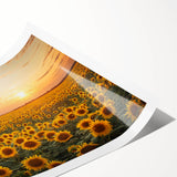 Vibrant landscape wall art print showcasing rolling green fields under a bright blue sky, ideal for home decor, available as a rolled canvas for easy framing.