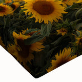 Close-up of stretched canvas wall art showcasing vibrant, abstract landscape fields design with rich colors, perfect for modern home decor and art enthusiasts.