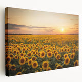 Stretched canvas wall art showcasing a vibrant landscape with rolling fields and a serene sky, perfect for enhancing modern home decor. This piece adds a calming, nature-inspired touch to any room setting.