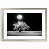 Framed wall art featuring a serene landscape design with vibrant fields, complemented by a silver frame and mat, ideal for modern home decor.