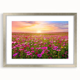 Framed wall art collection showcasing a beautiful landscape field design, featuring a silver mat and elegant frame, perfect for enhancing any home decor.