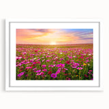 Framed wall art collection featuring a serene landscape of green fields and blue skies, elegantly matted and displayed in a sleek white frame. Ideal for home decor.