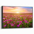 Framed wall art collection showcasing vibrant landscapes and fields design on canvas, featuring a sleek black frame and side view display, ideal for home decor.
