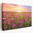 Stretched canvas artwork showcasing a vibrant landscape scene with rolling fields and a serene atmosphere, perfect for enhancing home decor and creating a calming ambiance.