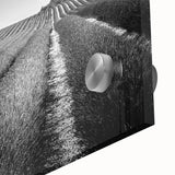 Close-up of a vibrant acrylic glass art piece showcasing a serene landscape with lush green fields and a bright blue sky, ideal for home decor enhancement.