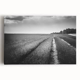 Stretched canvas wall art showcasing a vibrant landscape design of rolling fields under a bright blue sky, perfect for enhancing home decor and adding a touch of nature.